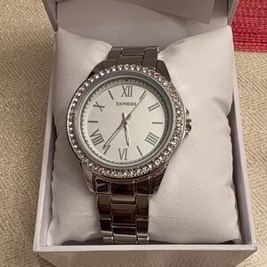 Express Silver Timepiece with Crystal Detailing